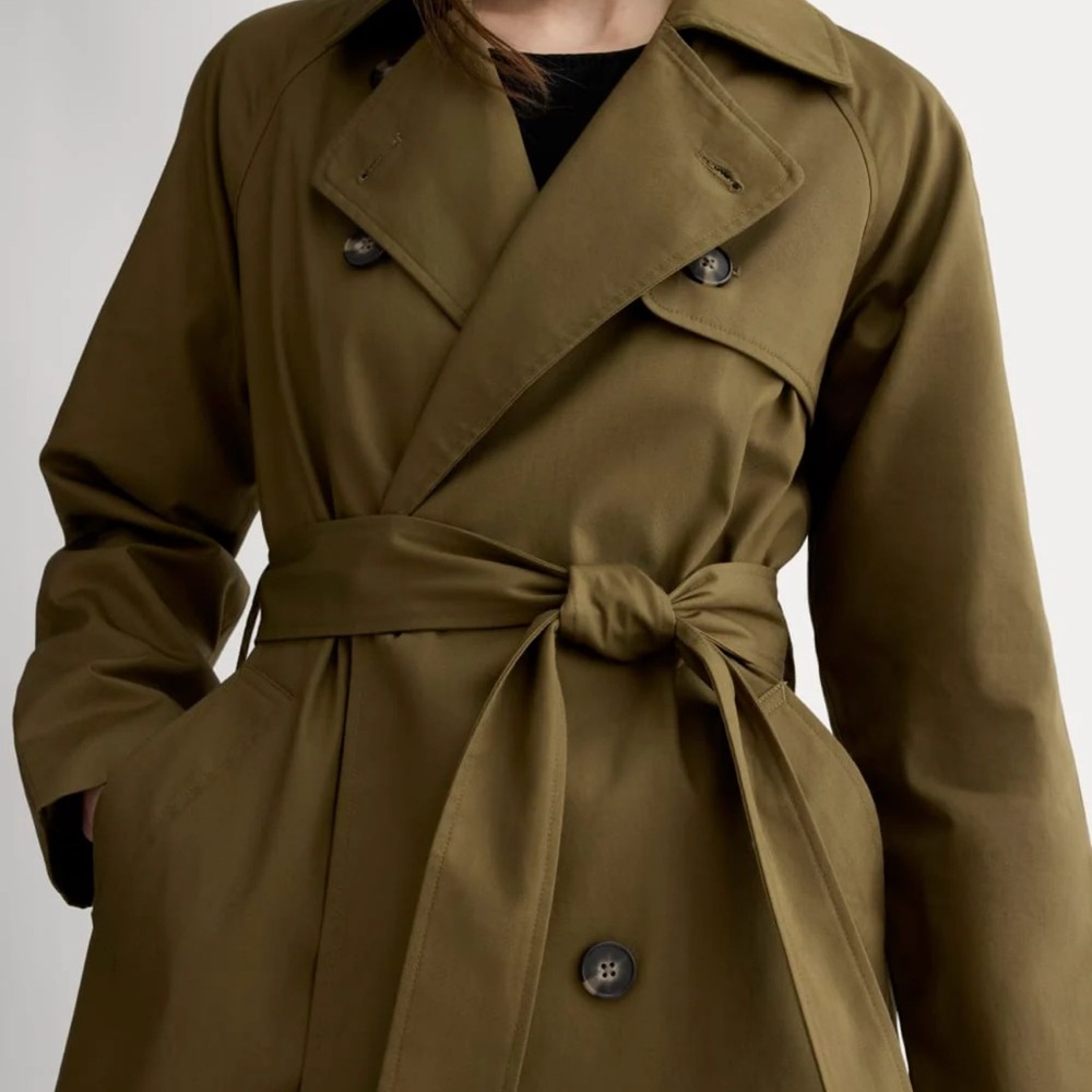 Everlane Khaki Double-Breasted Trench Coat - Picture 3 of 6
